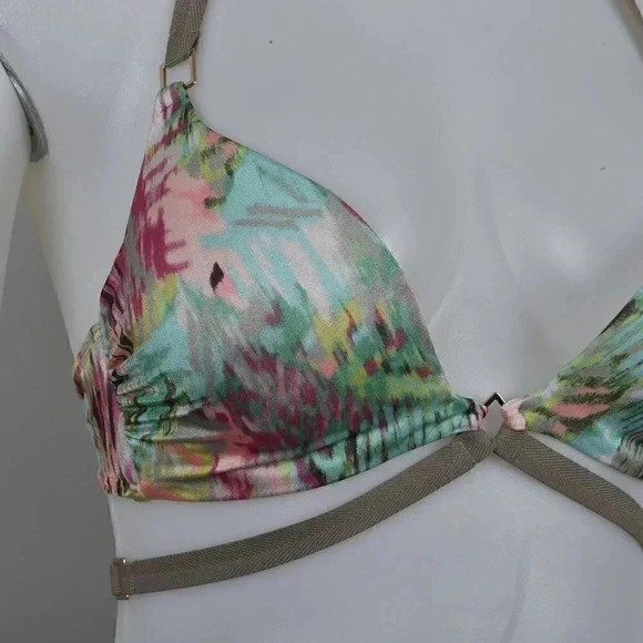 Victoria's Secret VS Swim Hottie Halter Bikini Top Tropical  Strappy 34B - Picture 4 of 12